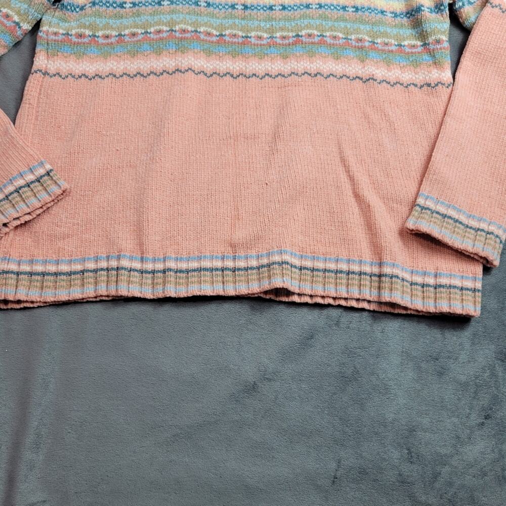 Carolyn Taylor Turtleneck Sweater Womens Size Medium Pale Pink Stripe Fair Isle - Picture 4 of 12